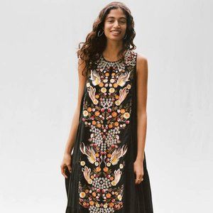 NWT Anthropologie Samant Chauhan Jacaranda Embroidered Tiered Maxi Dress Size 0